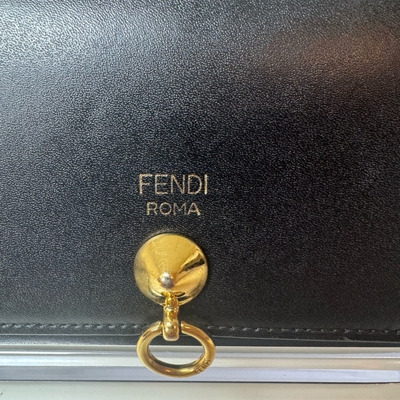 Fendi Women’s Black Long Leather Wallet with Gold Accent - Picture 5 of 13
